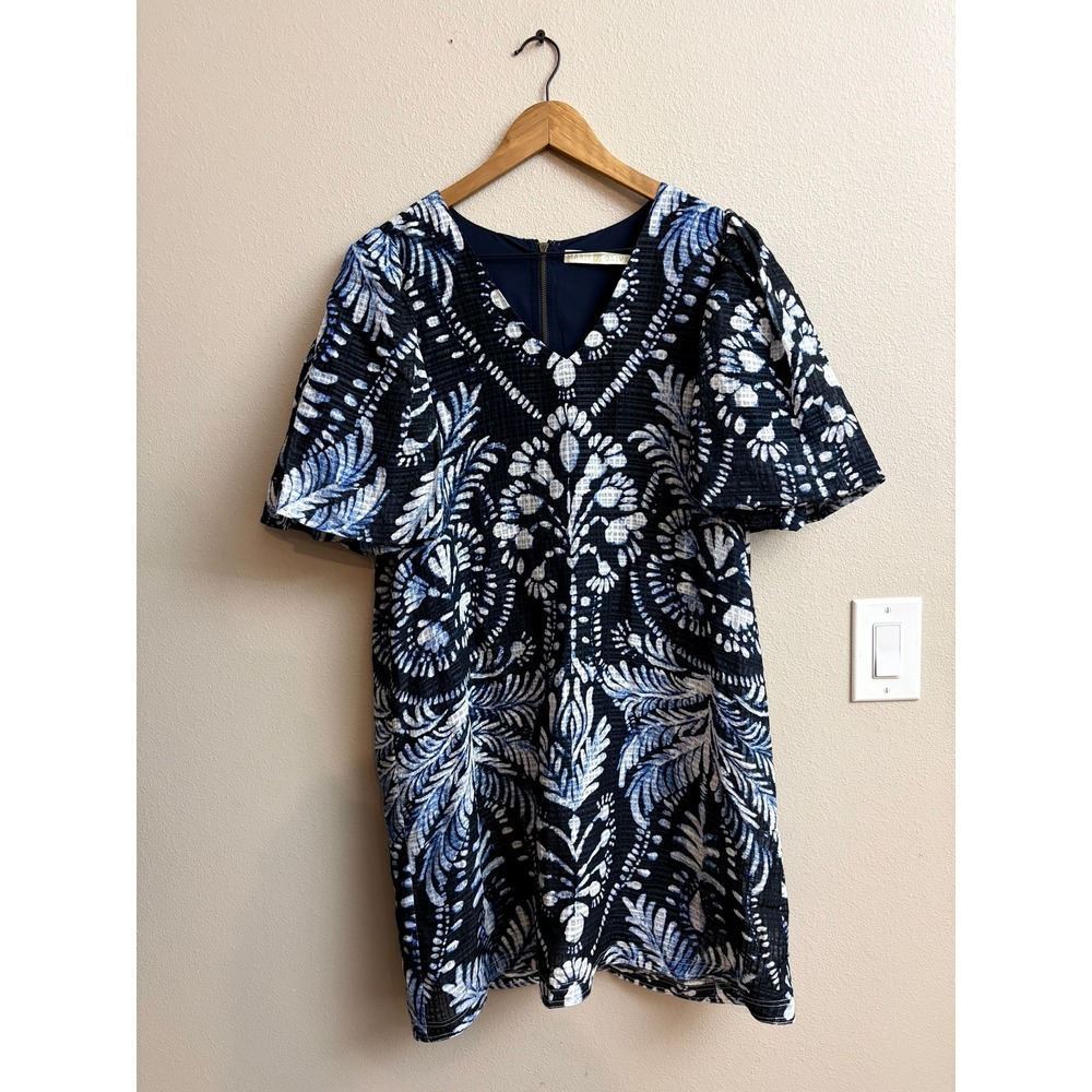 Marie Oliver Navy and White Embroidered Mini Dress